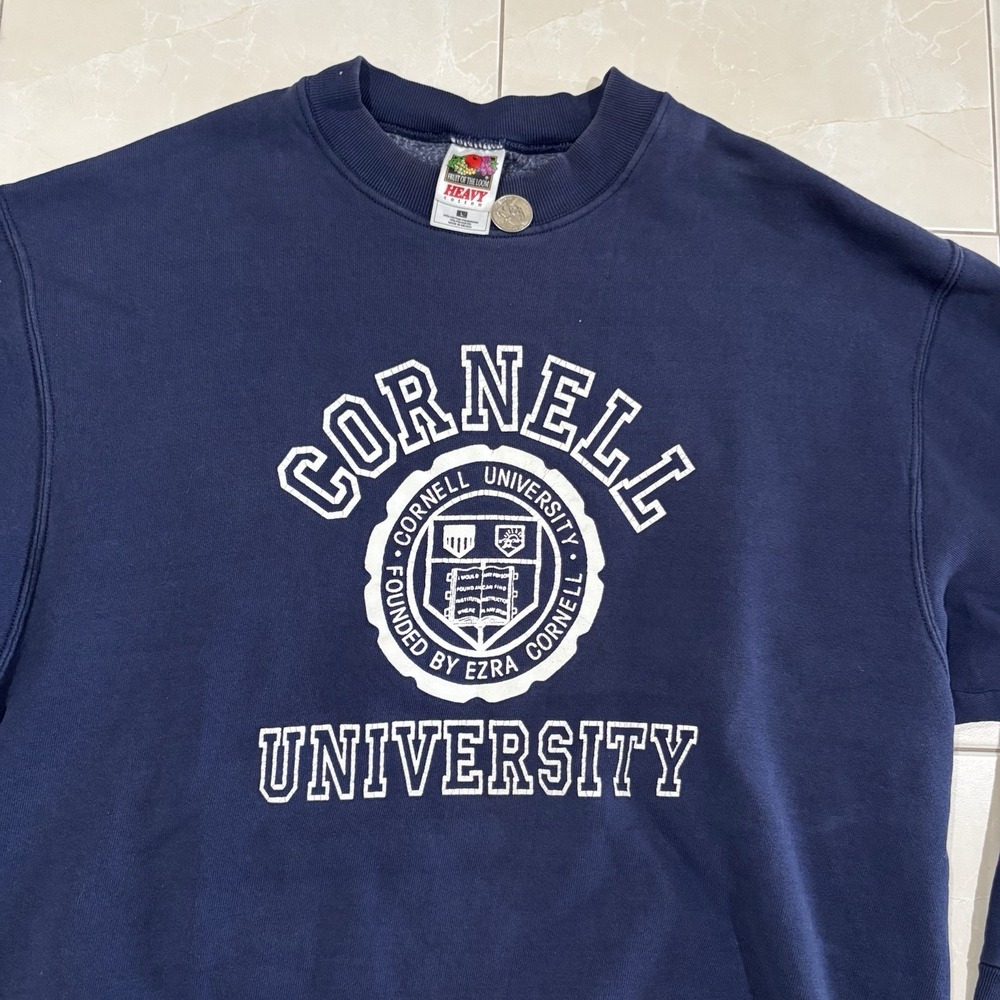 Vintage 90s Cornell University Crewneck Sweatshirt Men's L Navy New York Y2K